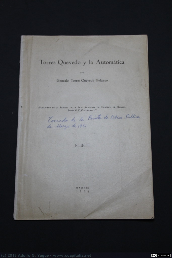 053 - Torres Quevedo y la Automática. Gonzalo Torres Quevedo (1), 1951