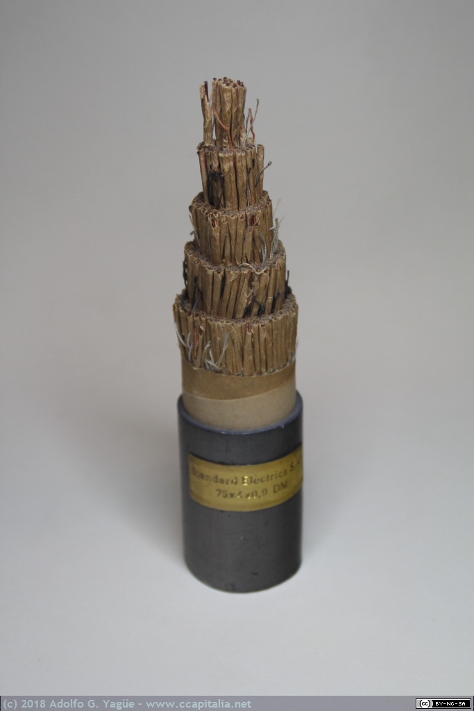 625 - Cable telefónico de 75 cuadretes de 0.9mm. Aislante de pulpa de papel y cubierta de plomo, 1945