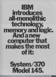 768 - IBM 370 IBM introduce all-monolithic technology, memory and logic (1), 1970
