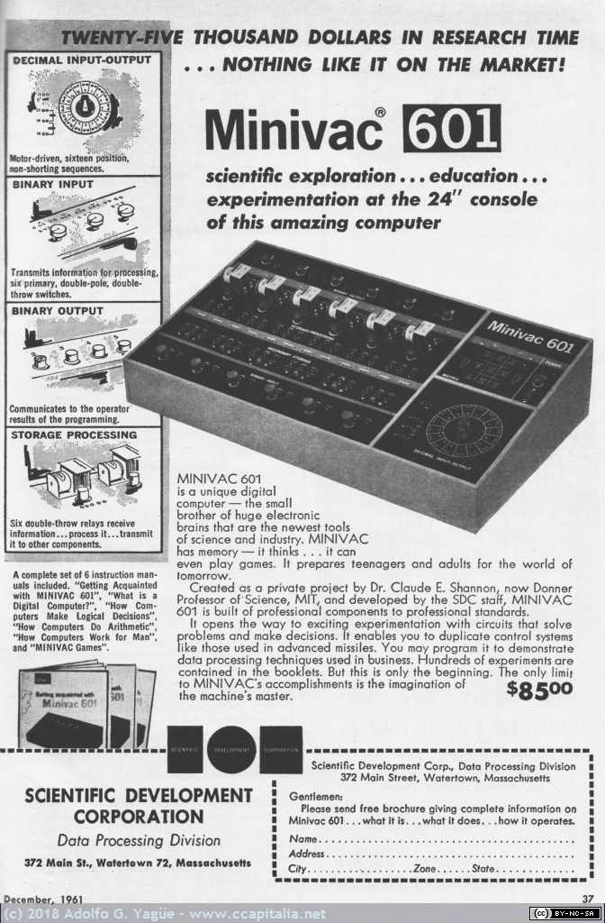 099 - Minivac 601. Popular Electronics, 1961
