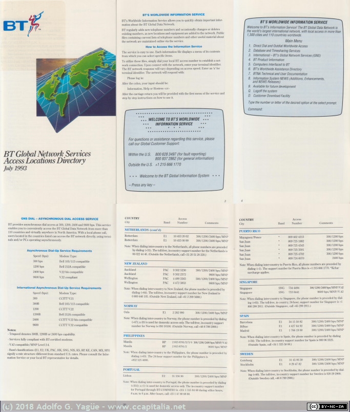 815 - BT Global Network Services. Access Locations Directory, 1993