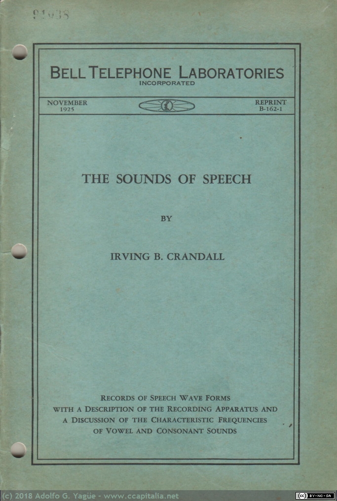 783 - Sound of Speech. Bell Telephone Laboratories. Crandall (1), 1925