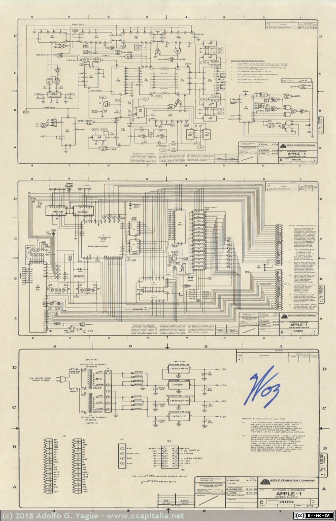 070 - Apple-1 Schematic Diagram (firmado por Steve Wozniak) (6), 1976