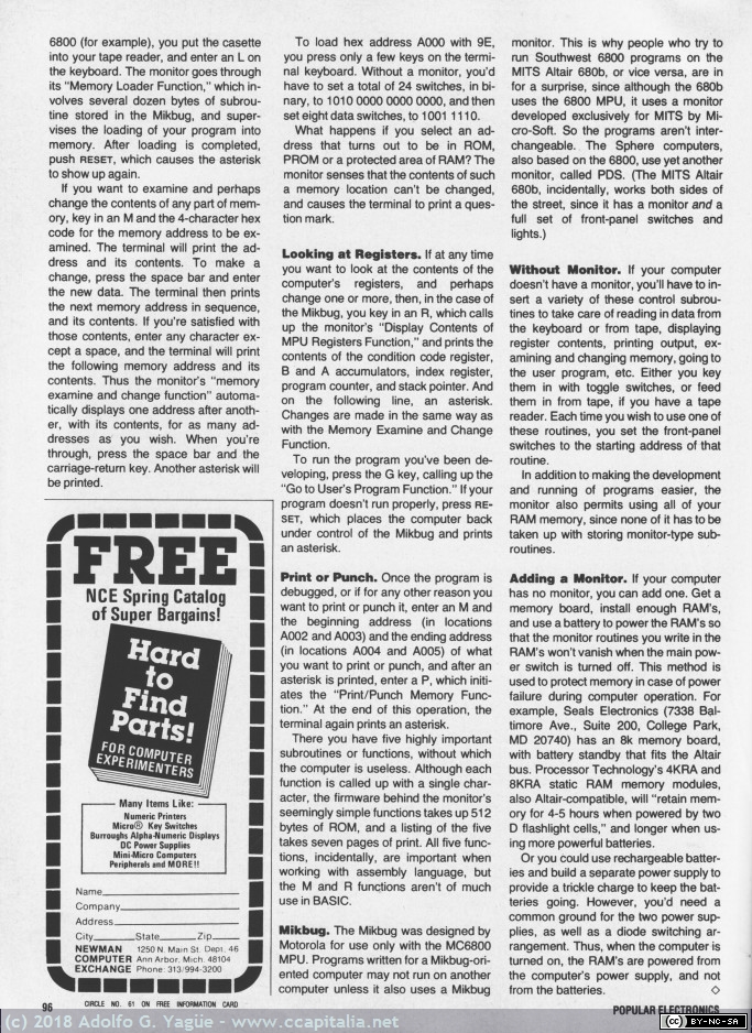 868 - Monitors, or Control Programs. Popular Electronics (2), 1977