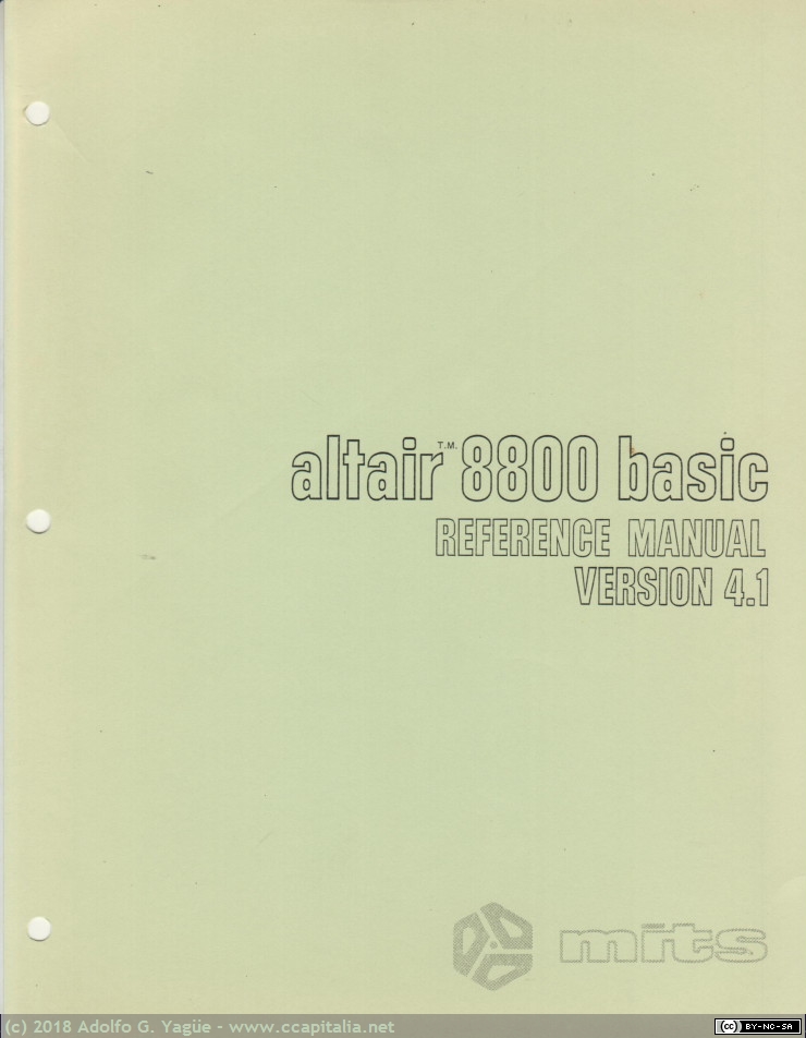 818 - Altair 8800 Basic. Reference Manual version 4.1 (2), 1977