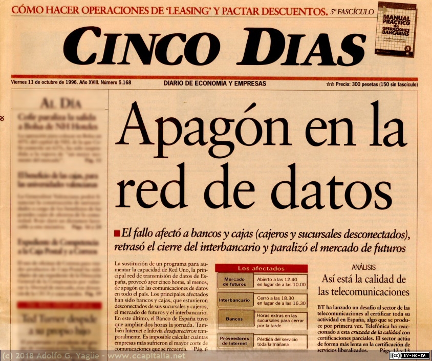 553 - Apagón en la Red de Datos. Cinco Días (1), 1996