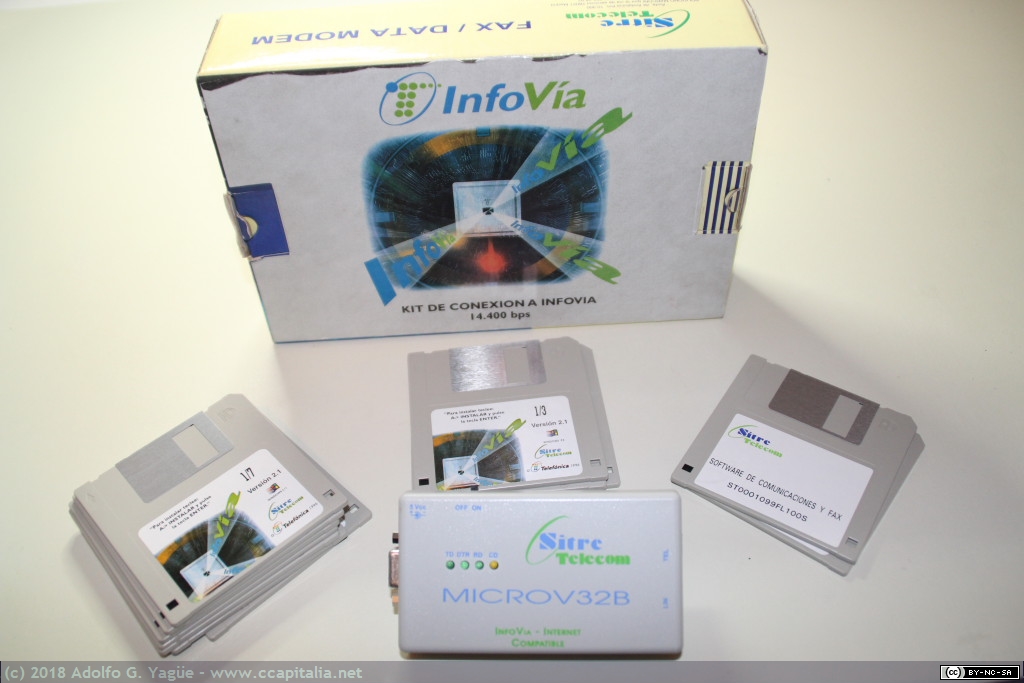 658 - Kit de conexión a Infovia (modem de Sitre de 14400 bps y diskettes), 1996