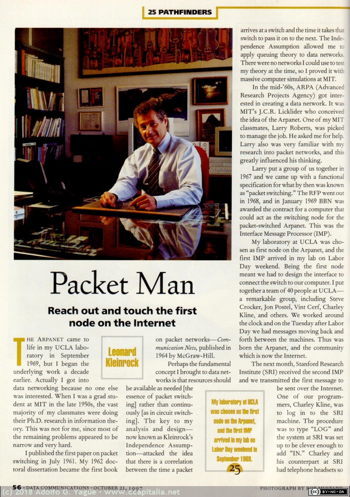 888 - Pathfinders & Pioners. Leonard Kleinrock. Data Communications (1), 1997
