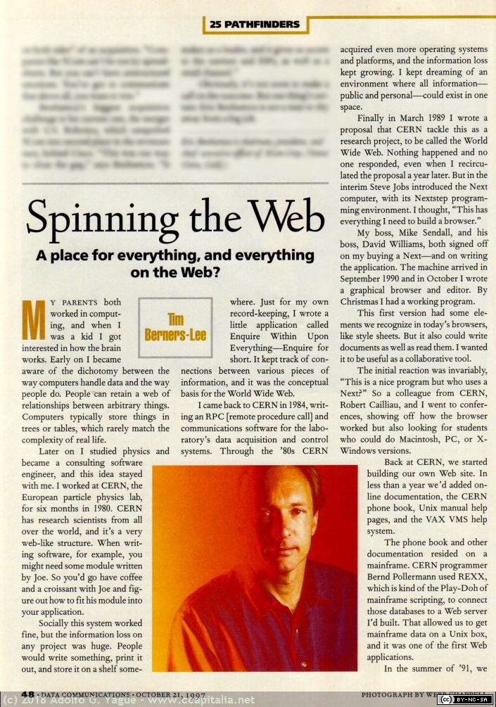 888 - Pathfinders & Pioners. Tim Berners-Lee. Data Communications (1), 1997