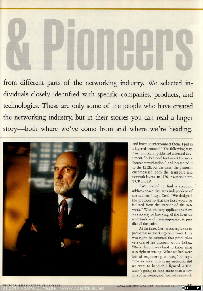 888 - Pathfinders & Pioners. Vinton Cerf. Data Communications (2), 1997