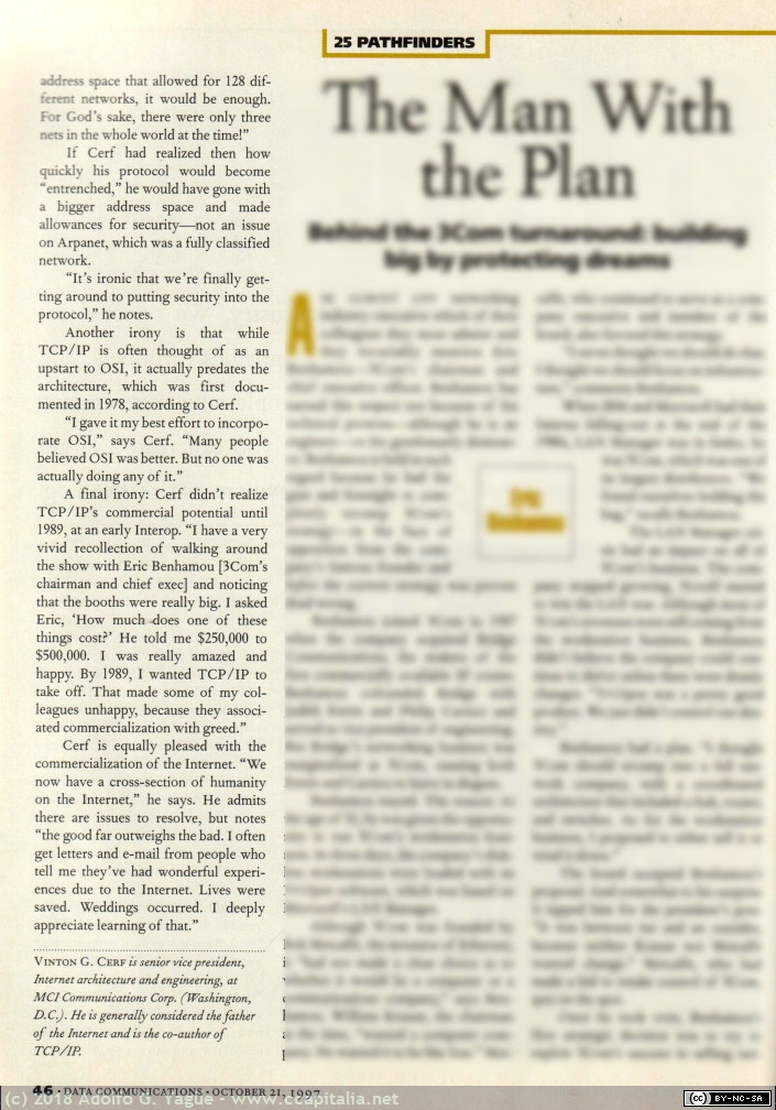 888 - Pathfinders & Pioners. Vinton Cerf. Data Communications (3), 1997