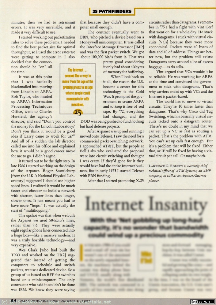 888 - Pathfinders & Pioners. Larry Roberts. Data Communications (2), 1997