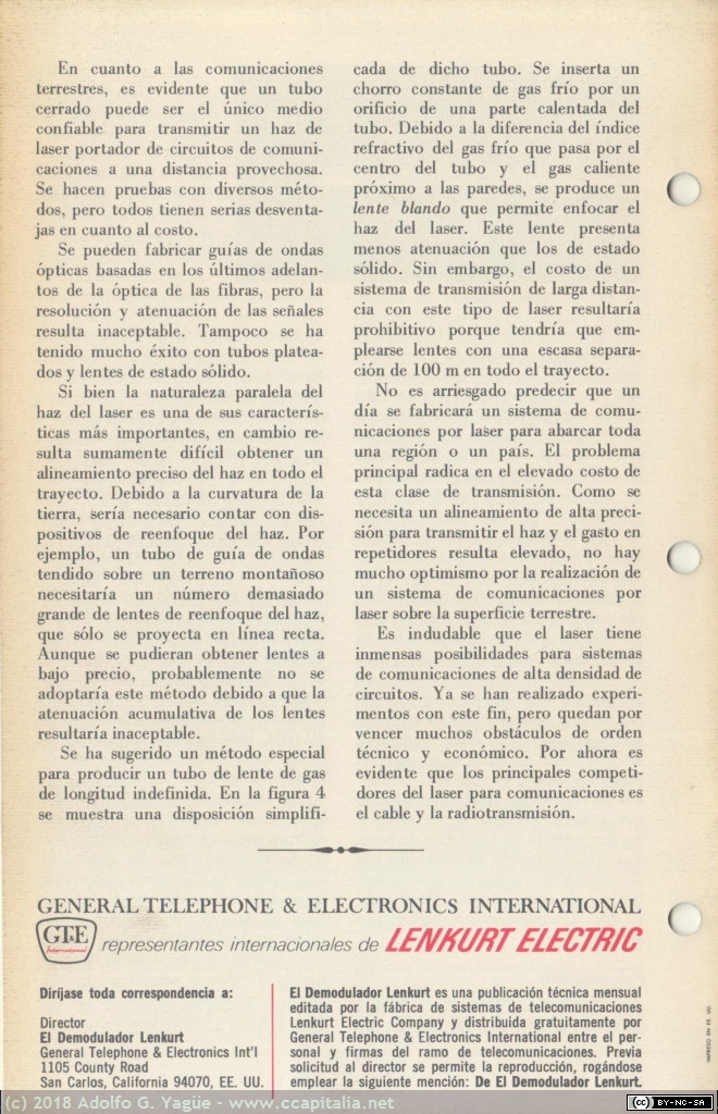 756 - Láseres para comunicaciones. El Demodulador Lenkurt (5), 1970