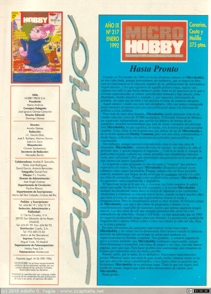 037 - Microhobby número 217 (3), 1992