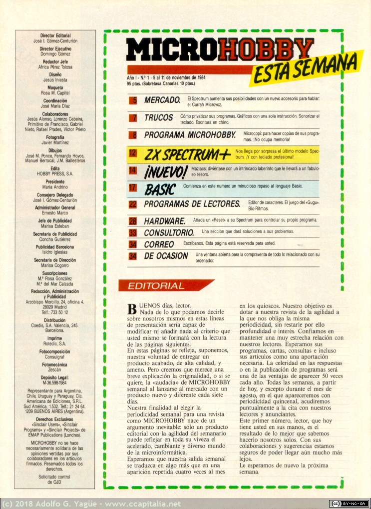 026 - Microhobby número 1 (3), 1984