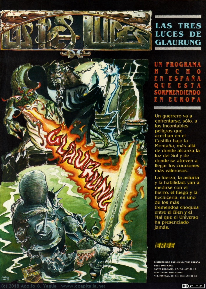 1023 - Las Tres Luces de Glaurung. Erbe Software, 1986