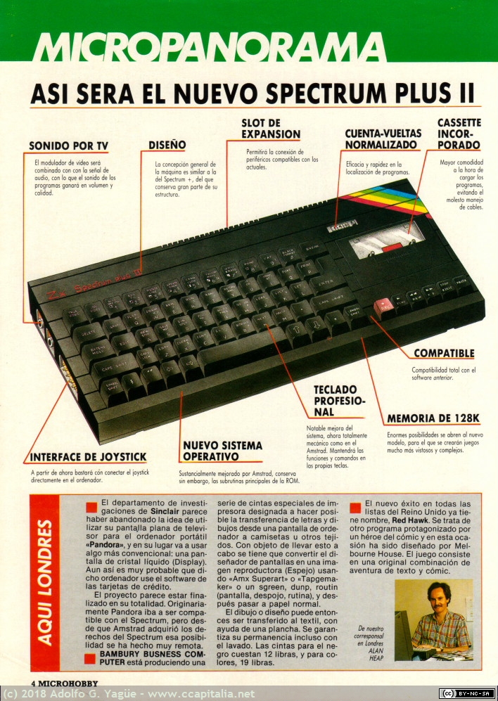 1043 - Asi será el nuevo Spectrum Plus II. Microhobby, 1986