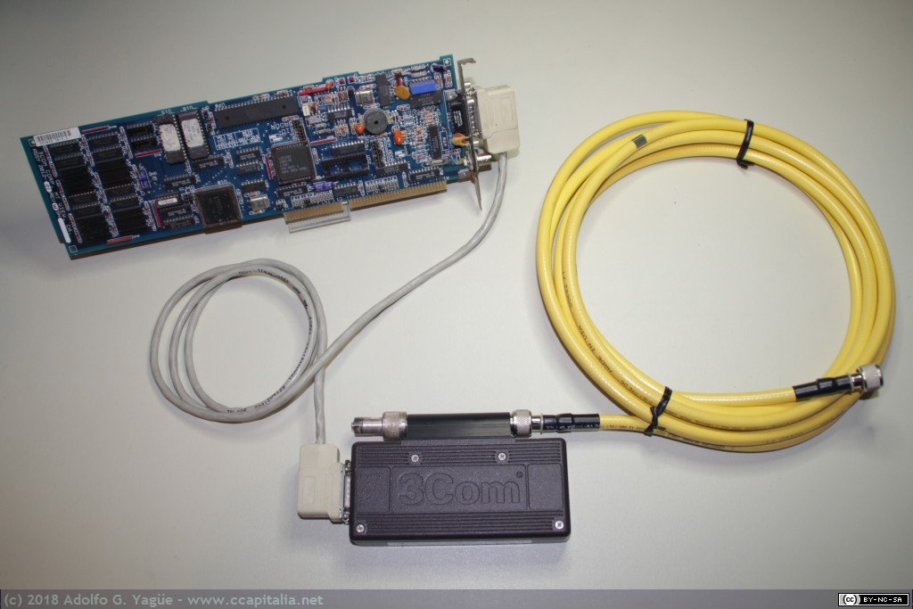 312 - Transceiver 3Com (3C108) y cable Thick 10Base-5, 1986
