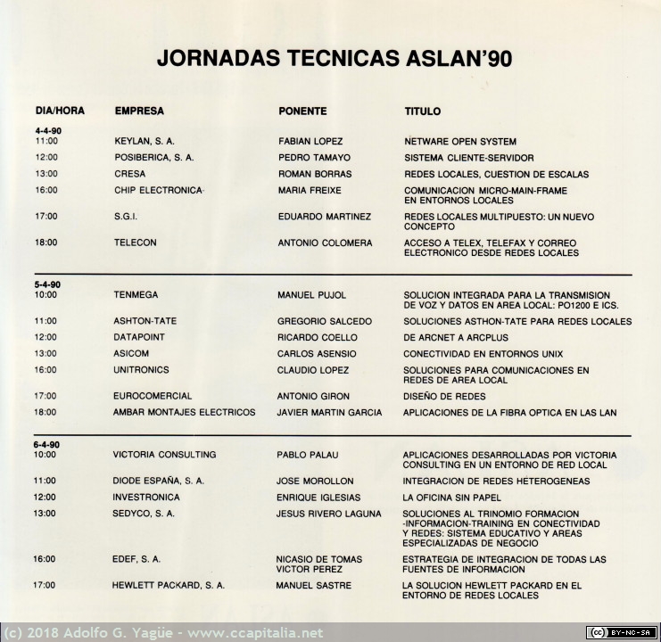482 - ASLAN. Catálogo de la primera edición (7), 1990