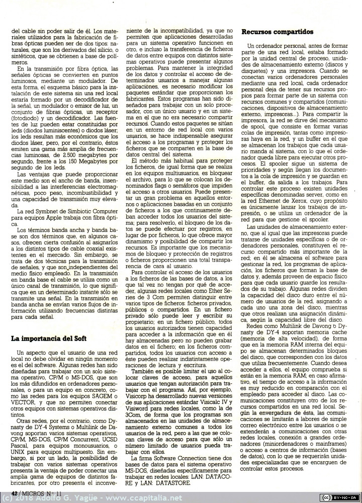 552 - Redes locales, la conexión inteligente. Revista Micros número 11 (6), 1984