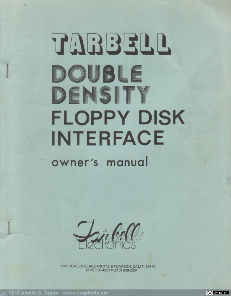 290 - Controladora de floppy disk de 8 Tarbell MD 2022. Manual de usuario (2), 1979