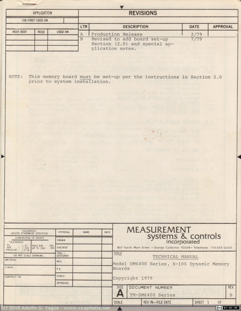 289 - Tarjeta de ampliación de memoria 64K Measurement Systems and Control (2), 1979