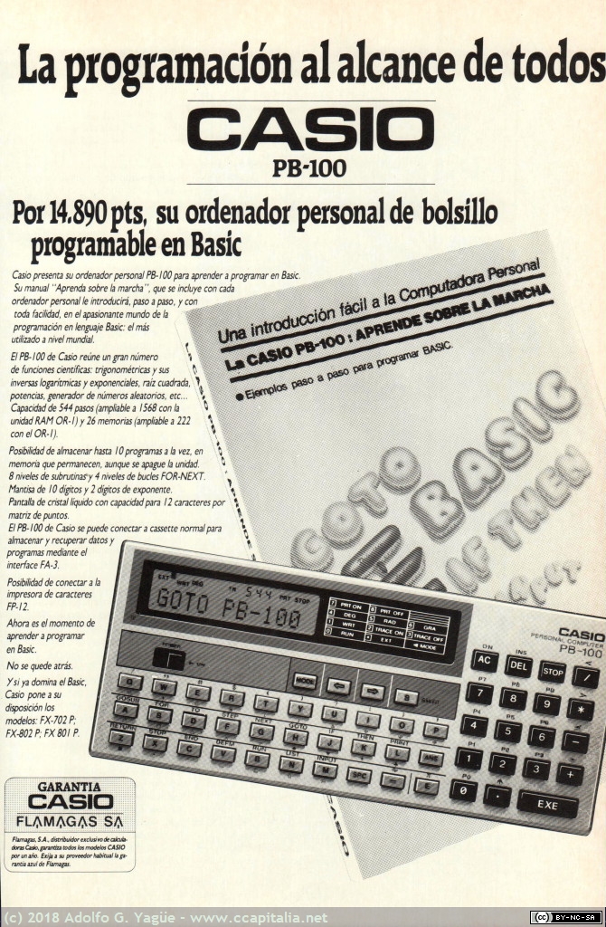 1005 - Casio PB-100. La programación al alcance de todos, 1983