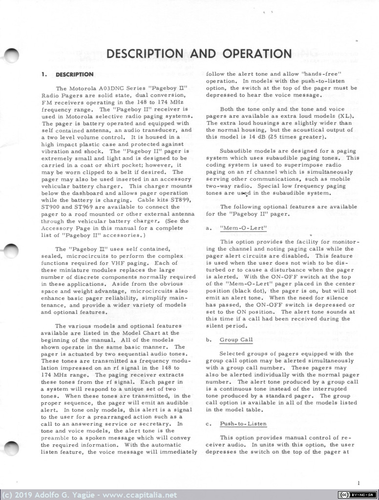 1120 - Motorola Pageboy II. Instruction Manual 148-174 MHz (2), 1971