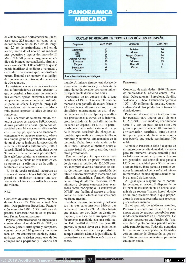 1190 - Sistemas de comunicaciones móviles. Telefonía móvil, un mercado en continuo auge (7), 1992