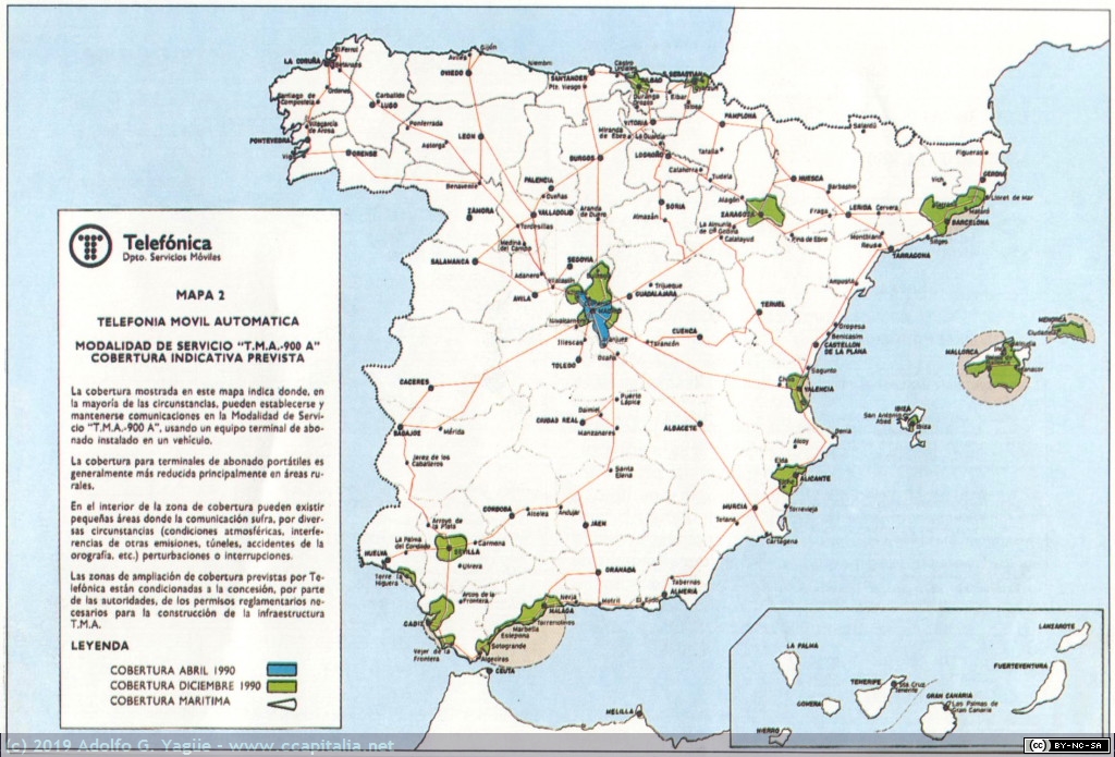1158 - Modalidad de servicio TMA-900. Cobertura indicativa prevista, 1991