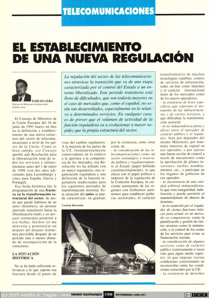 1206 - El establecimiento de una nueva regulación. Mundo Electrónico número 271 (1), 1996