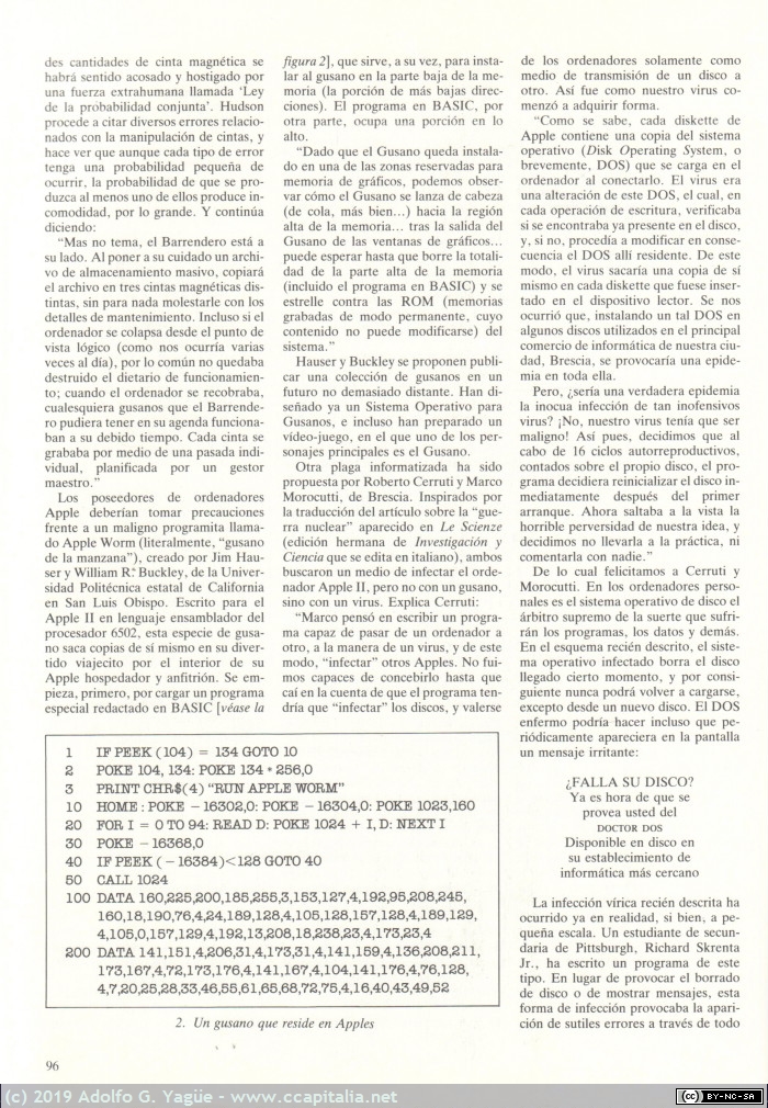 568 - Virus, gusanos y otras plagas. A.K.Dewdney. Investigación y Ciencia (3), 1985