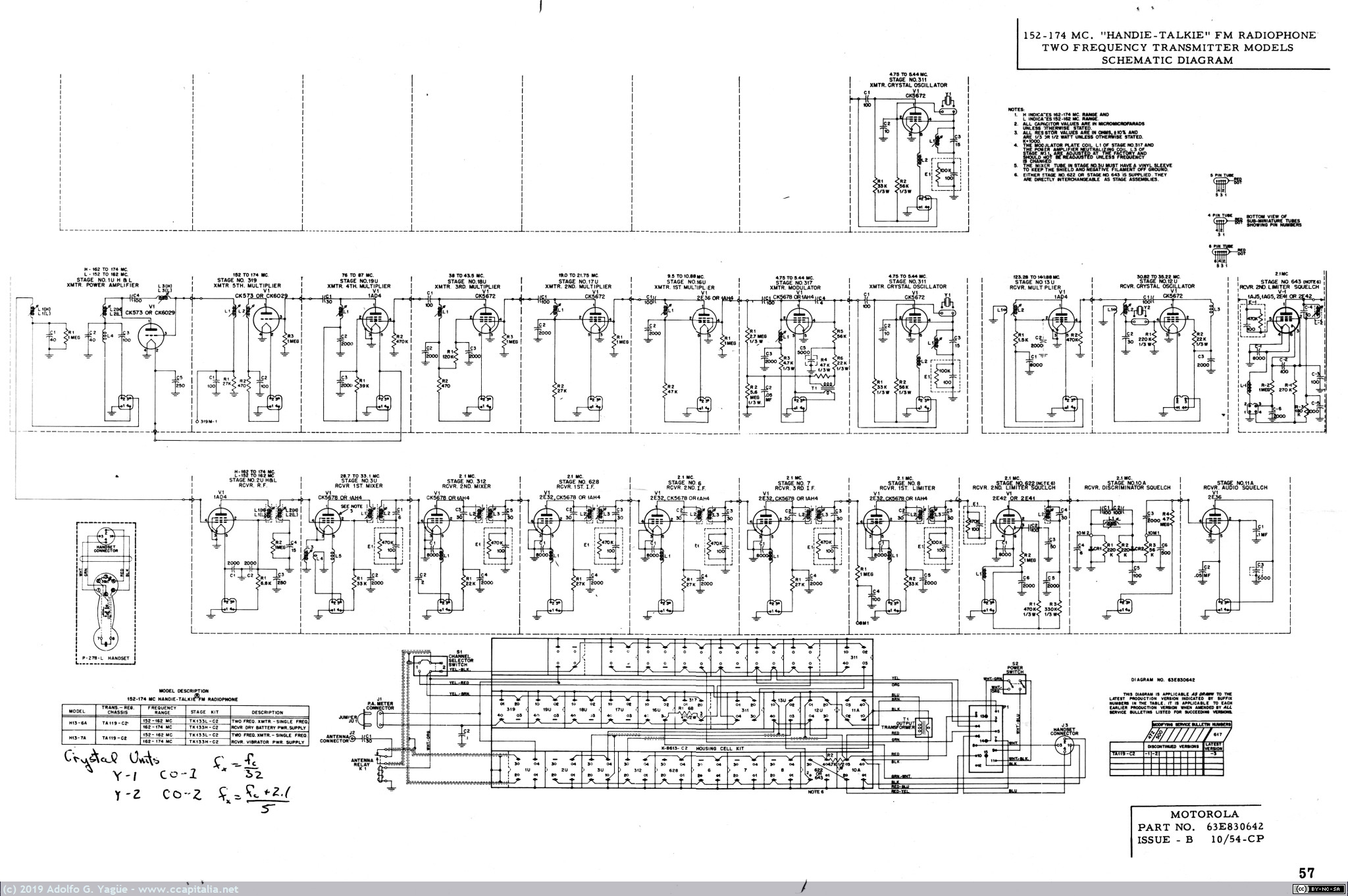 1275 -  Motorola Handie-Talkie schematic diagram (1), 1954 
