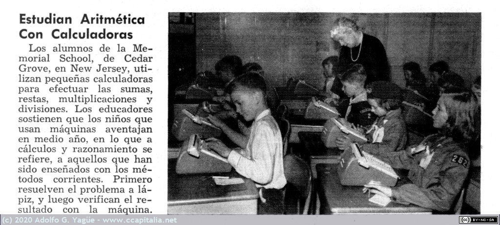 1373 - Estudian aritmética con calculadoras. Mecánica Popular. Noviembre, 1957