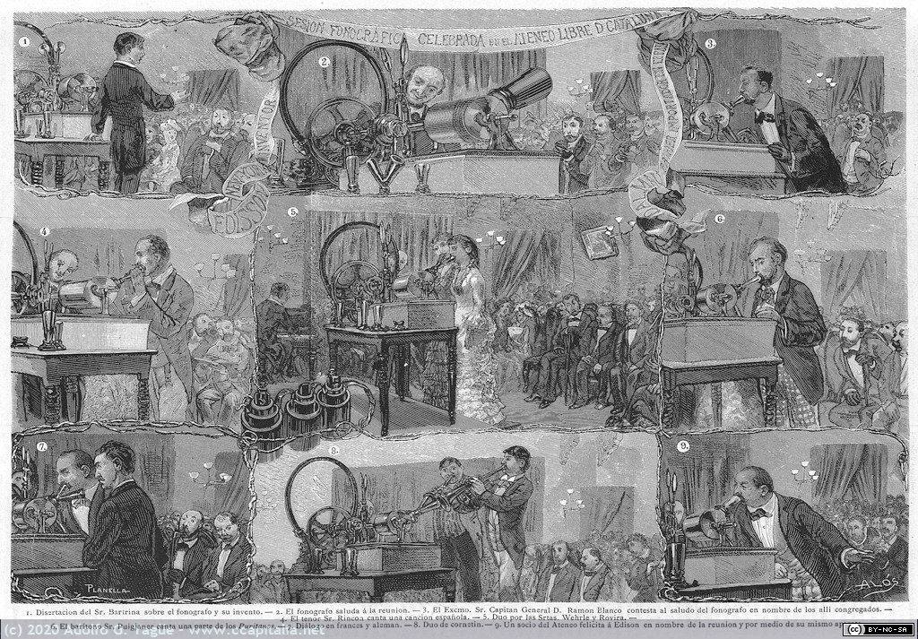 1378 - Primera exhibición del fonógrafo de Edison en el Ateneo Libre de Cataluña. La Academia (2),  1878