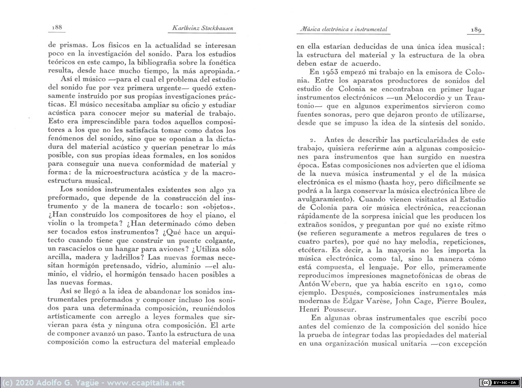 1406 - Música electrónica e instrumental. Karlheinz Stockhausen. Revista de Occidente (2), 1964