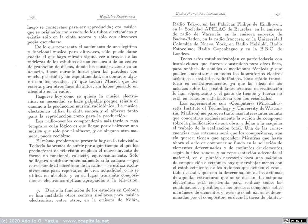 1406 - Música electrónica e instrumental. Karlheinz Stockhausen. Revista de Occidente (6), 1964