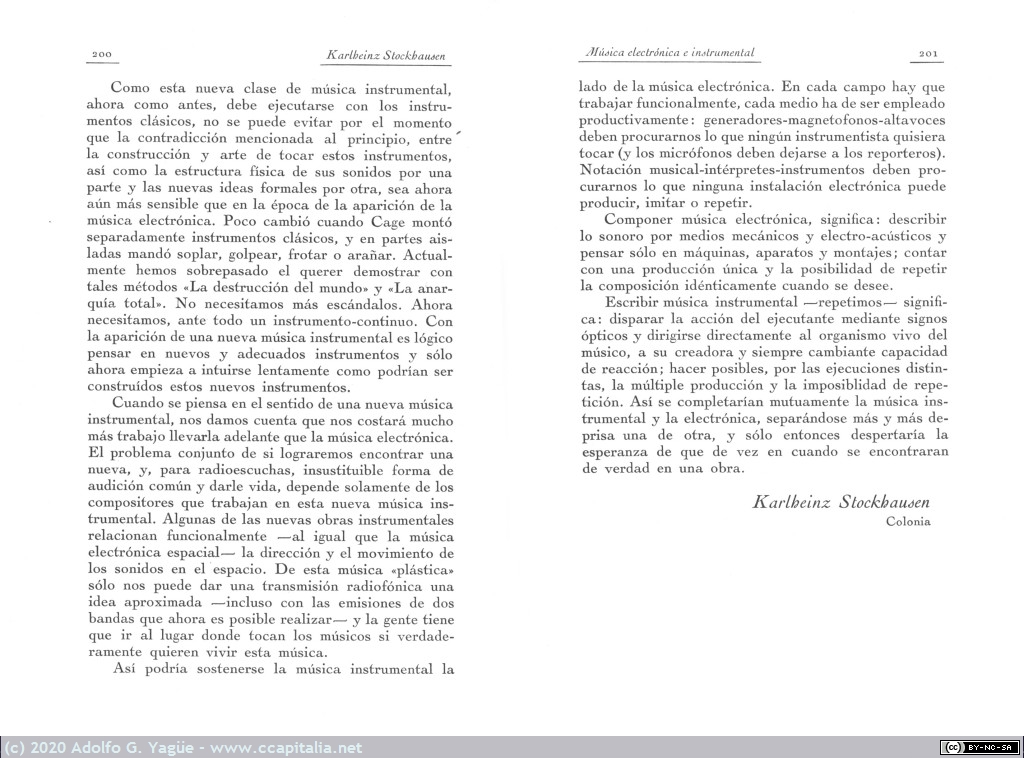 1406 - Música electrónica e instrumental. Karlheinz Stockhausen. Revista de Occidente (8), 1964