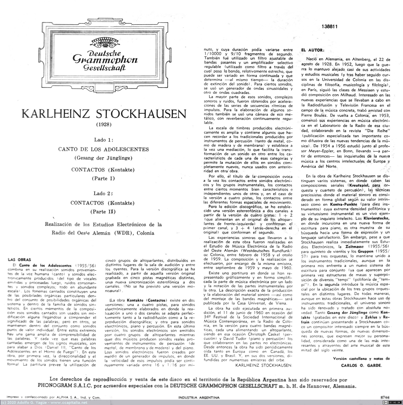 1407 - Canto de los Adolescentes. Karlheinz Stockhausen (2), 1963