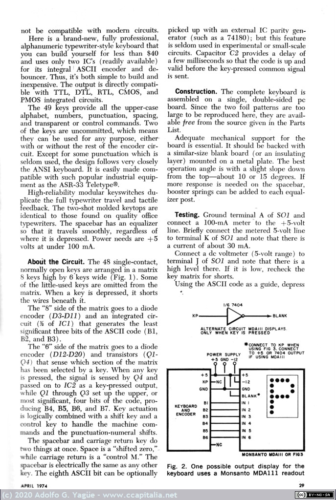 237 - Build it ASCI Keyboard and encoder. Popular Electronics. Abril (4), 1974
