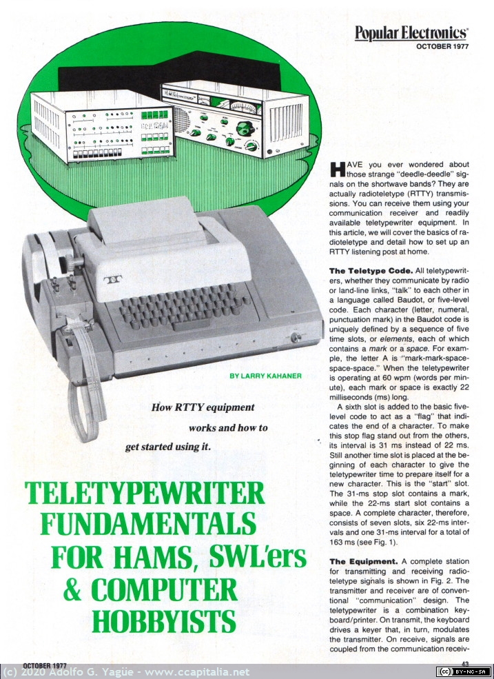 265 - Teletypewriter Fundamentals for Computer Hobbyists, Hams & SWL'ers. Popular Electronics. October (2), 1977