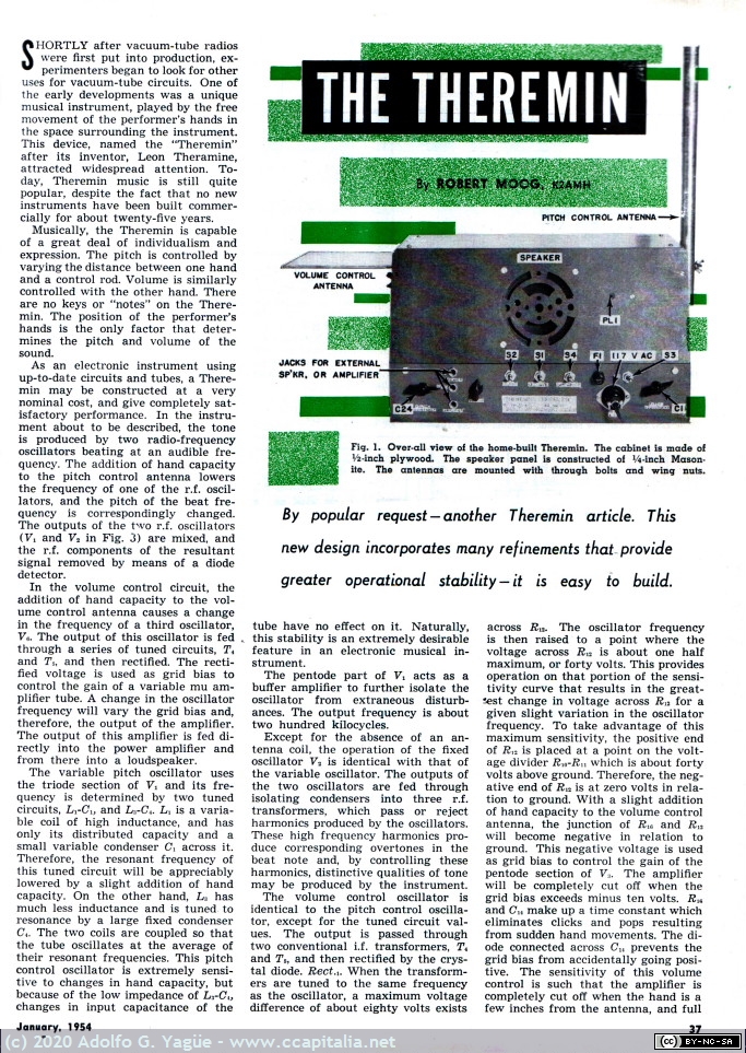 1452 - The Theremin by Robert Moog (K2AMH). Radio & Television (1), 1954