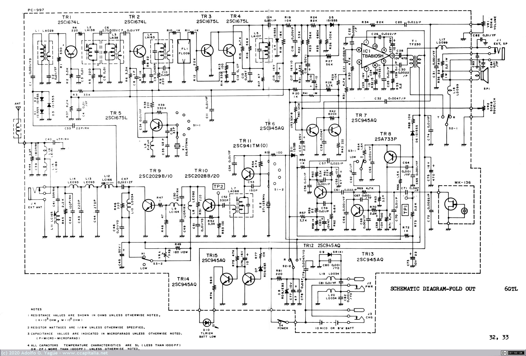 623 - Service Manual Cobra 3GTL/6GTL hand held transceivers (3), 1981