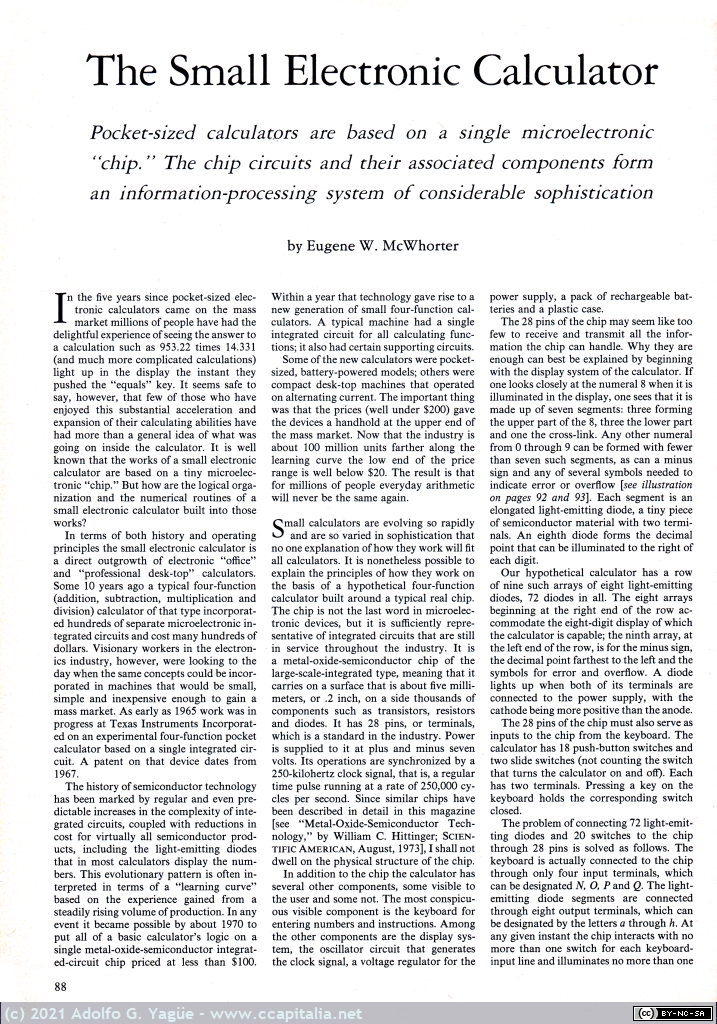 1495 - The Small Electronic Calculator. Scientific American (2), 1976