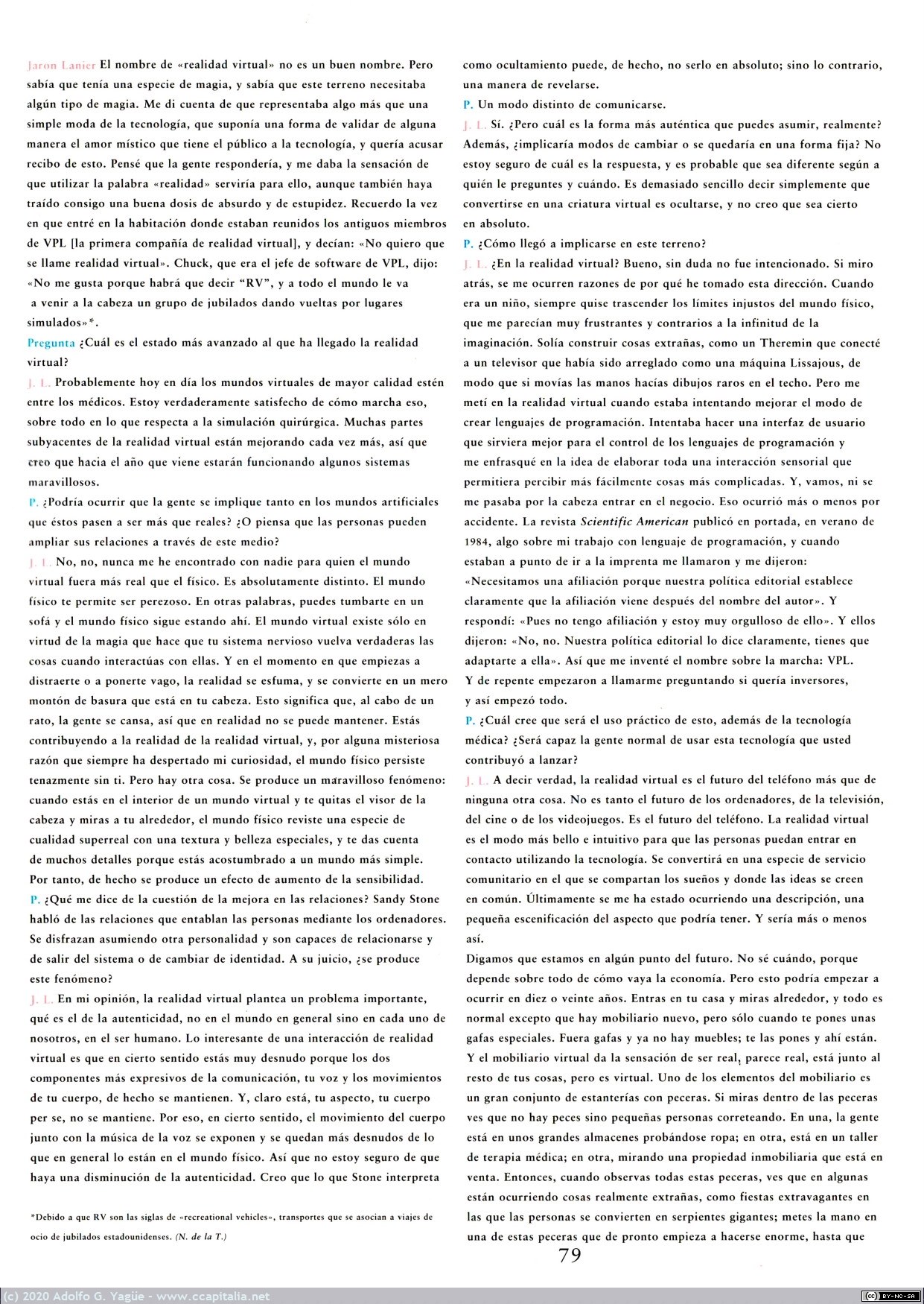 1464 - La Irrealidad y el Deseo. Entrevista con Jaron Lanier. El Paseante (2), 1997