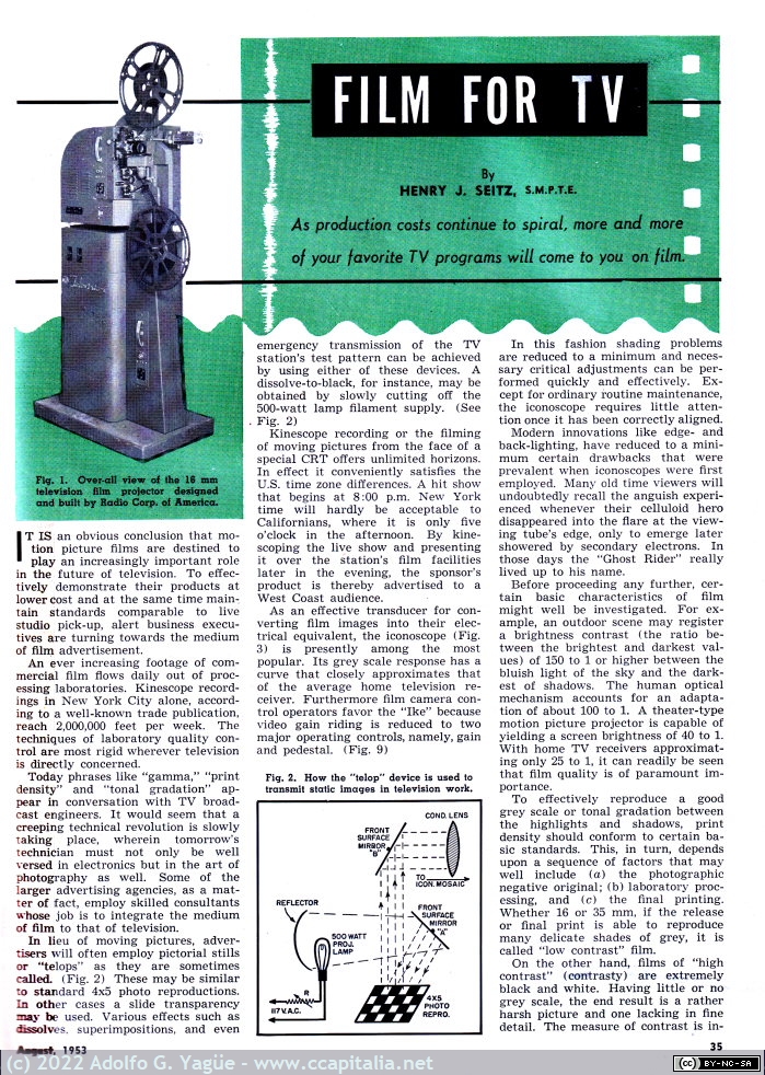 1633 - Film for TV (Kinescopio). Radio & Television. Agosto (1), 1953