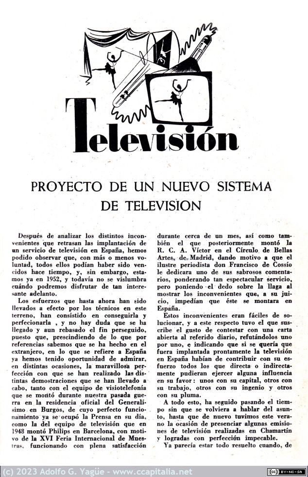 1657 - Radiovisión número 1. Proyecto de un nuevo sistema de televisión (3), 1952
