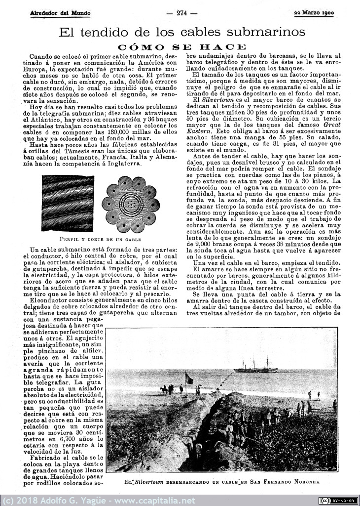 779 - El tendido de los cables submarinos. Alrededor del mundo, 1900