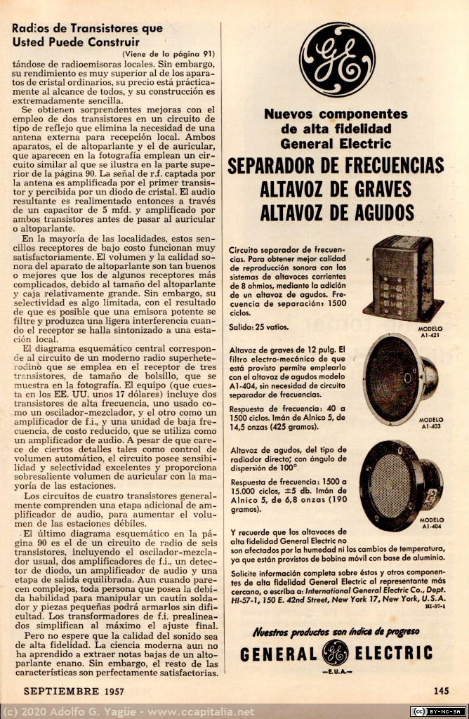 1372 - Radios de transistores que usted puede construir. Mecánica Popular. Septiembre (4), 1957