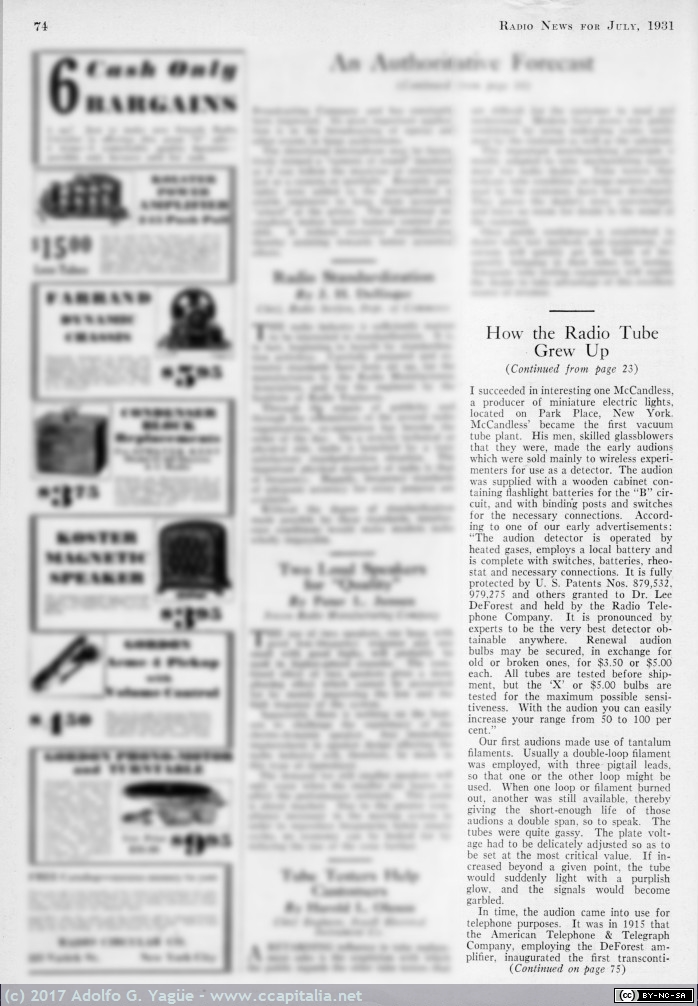 1397 - How the Radio Tube Grew Up. Radio News (2), 1931